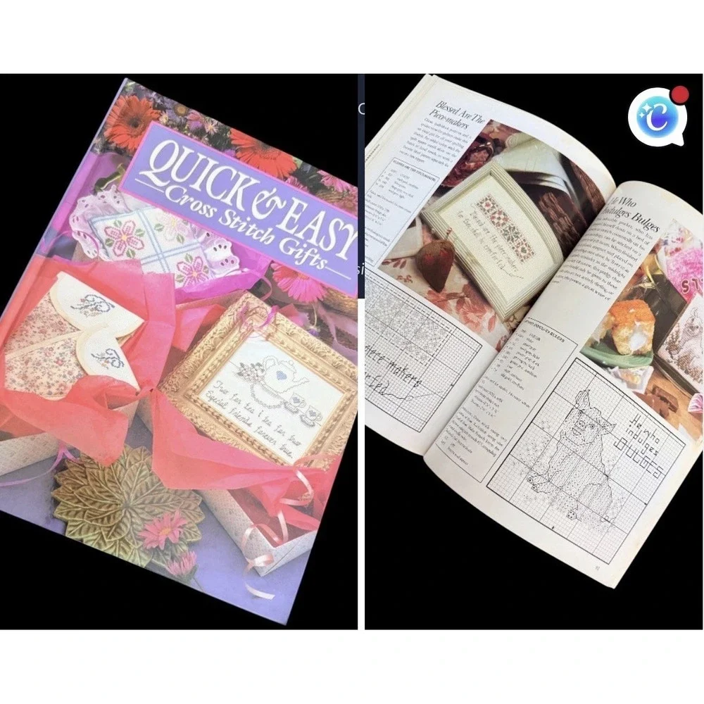 Quick & Easy Cross Stitch Gifts Pattern‎ Book Floral Country Designs Craft DYI